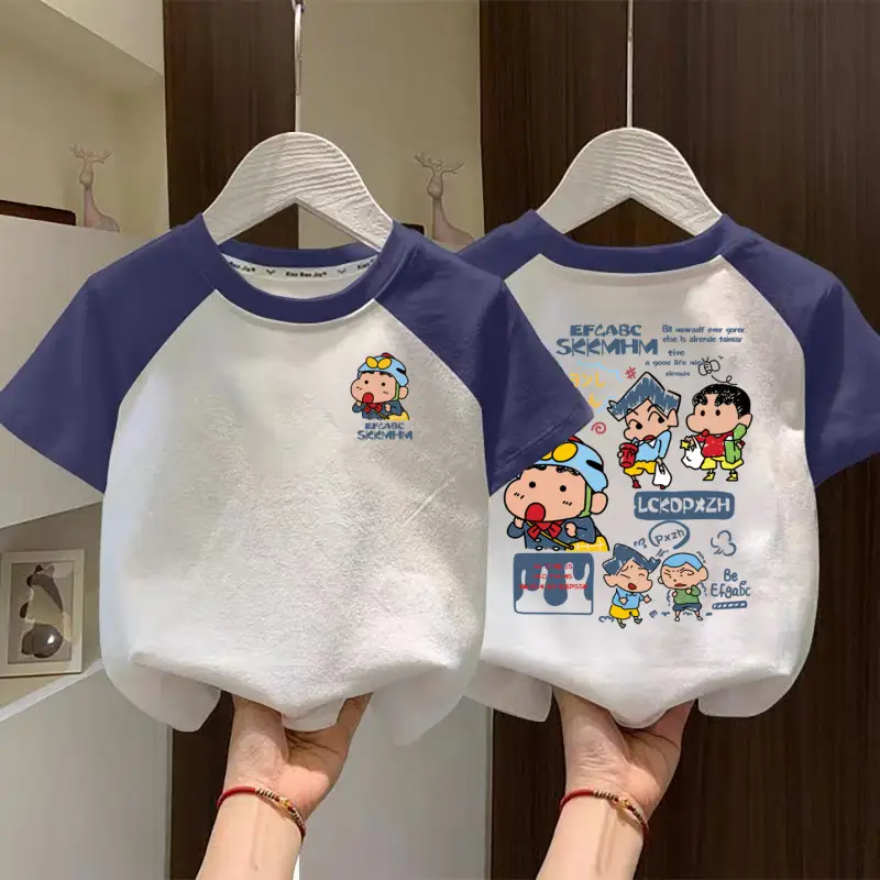 Boys Cotton Raglan T-Shirt White Blue New Summer - Image 10