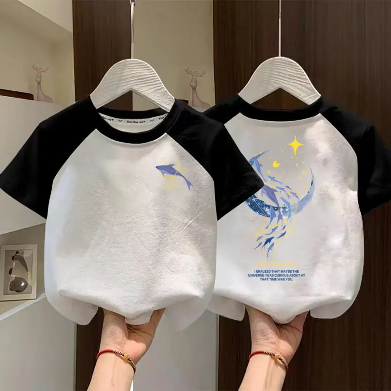 Boys Cotton Raglan T-Shirt White Blue New Summer - Image 14