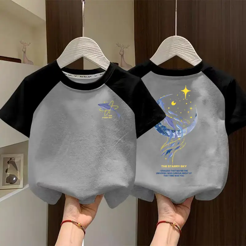 Boys Cotton Raglan T-Shirt White Blue New Summer - Image 15