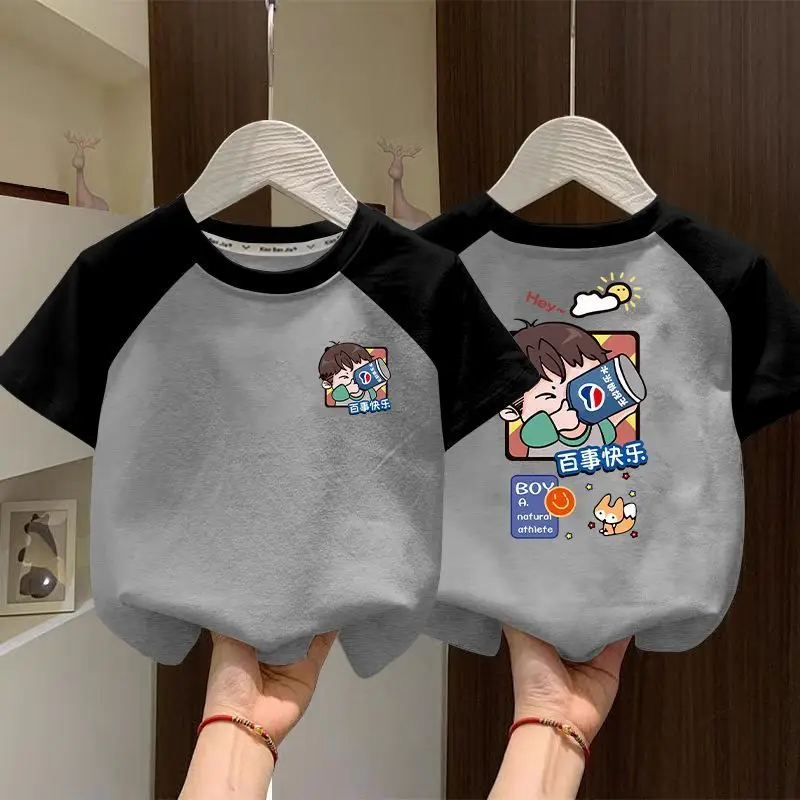 Boys Cotton Raglan T-Shirt White Blue New Summer - Image 18