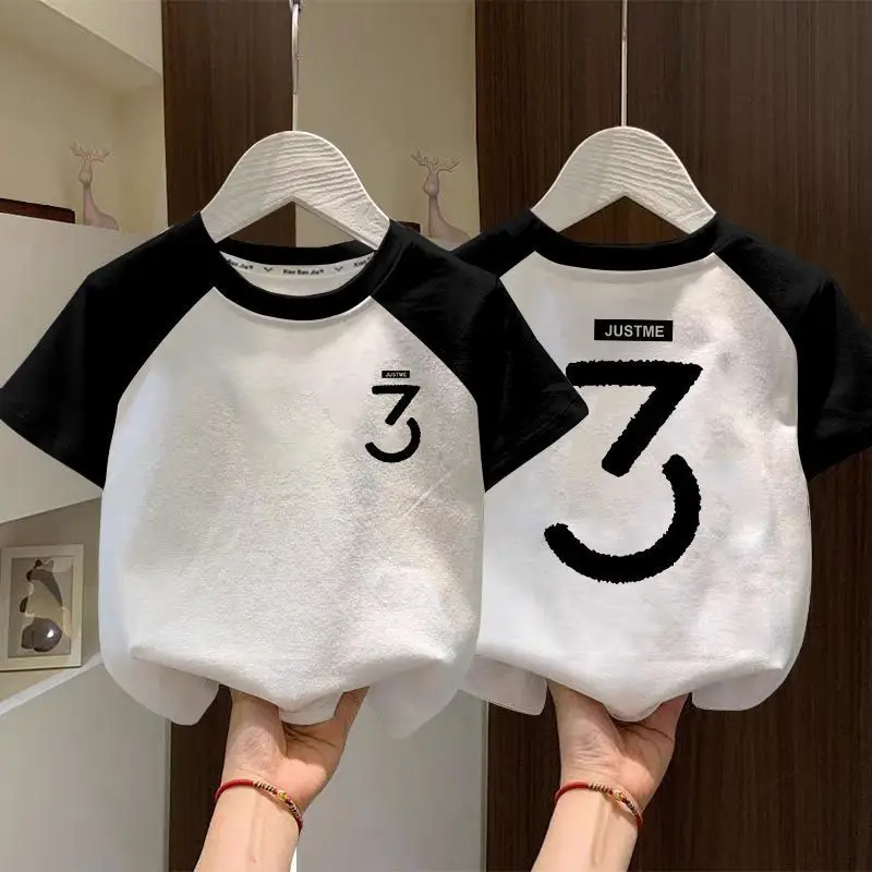 Boys Cotton Raglan T-Shirt White Blue New Summer - Image 23