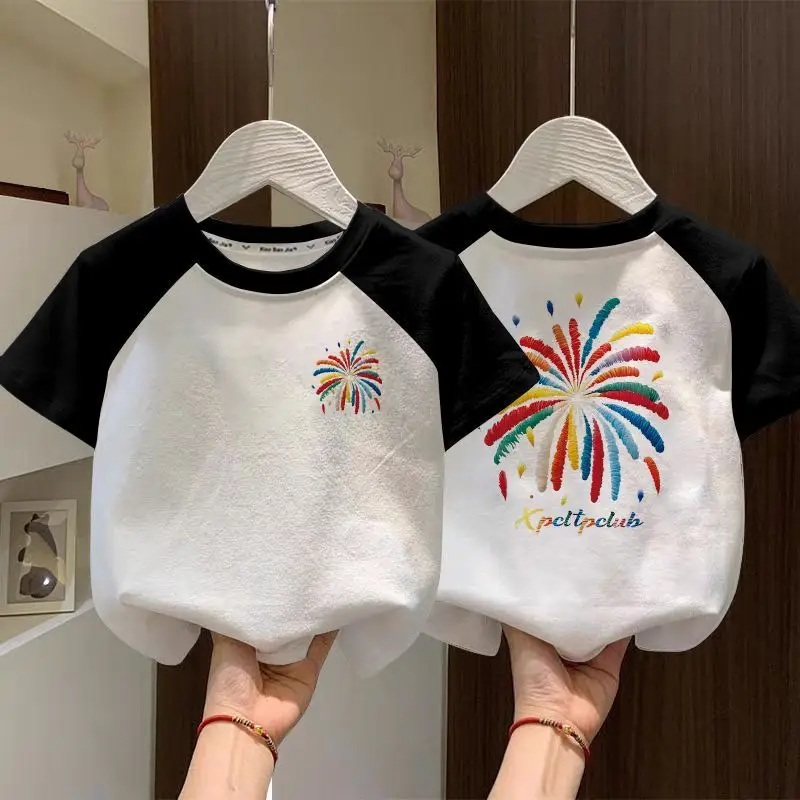 Boys Cotton Raglan T-Shirt White Blue New Summer - Image 29