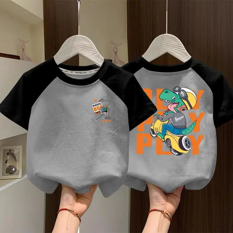 Boys Cotton Raglan T-Shirt White Blue New Summer - Image 3