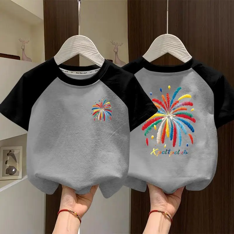 Boys Cotton Raglan T-Shirt White Blue New Summer - Image 30