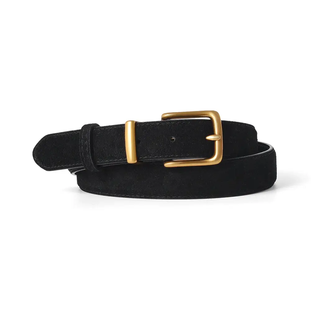 Women's Brown Suede Belt with Gold Buckle - Image 4