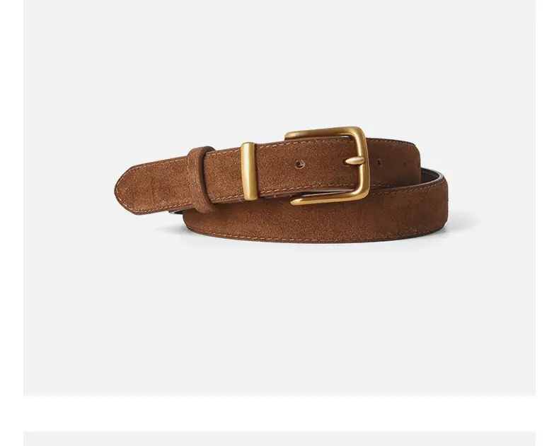 Women's Brown Suede Belt with Gold Buckle — feature 11
