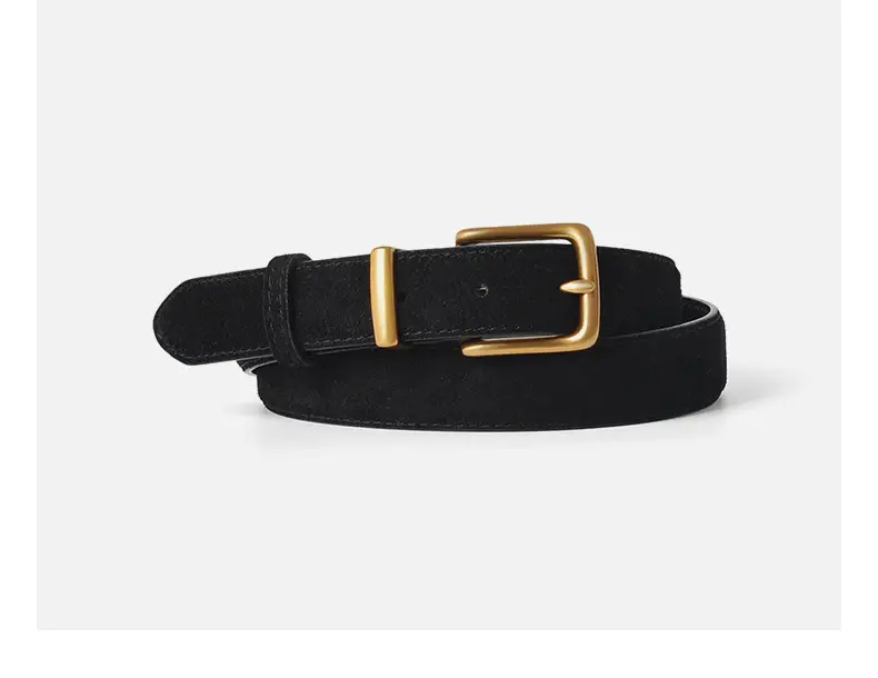 Women's Brown Suede Belt with Gold Buckle — feature 12