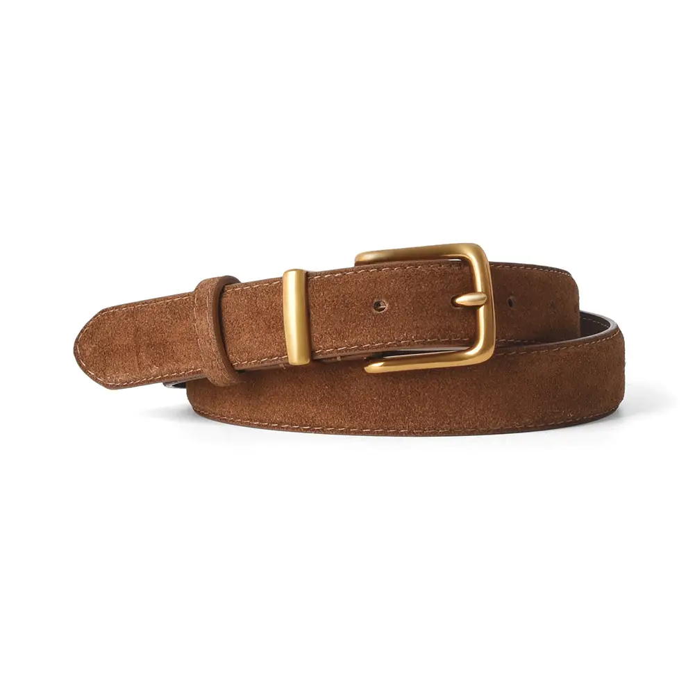 Women's Brown Suede Belt with Gold Buckle - Image 2