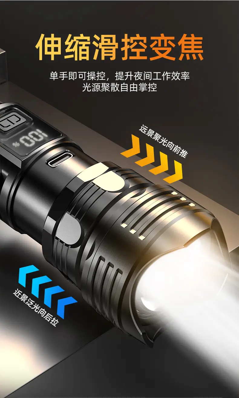 Portable LED Flashlight with Digital Display & Type-C Charging — feature 6