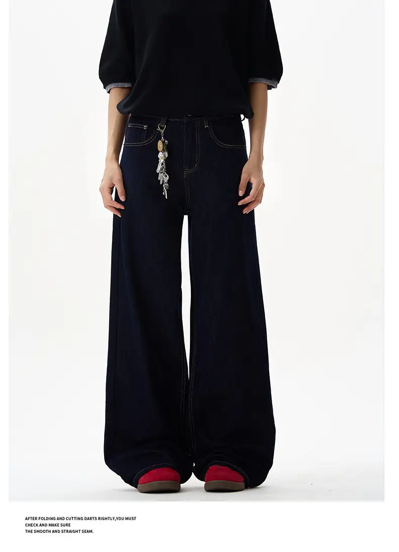 Men's Dark Blue Retro Denim Jeans Unisex Relaxed Straight — feature 20