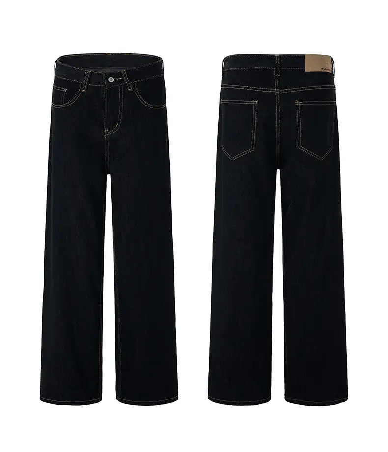 Men's Dark Blue Retro Denim Jeans Unisex Relaxed Straight — feature 4