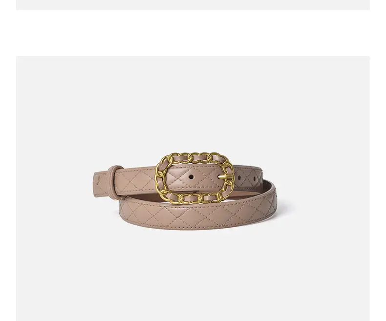 Genuine Leather Belt with Gold Chain Buckle — feature 10