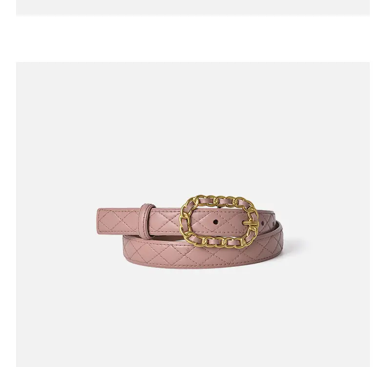Genuine Leather Belt with Gold Chain Buckle — feature 11