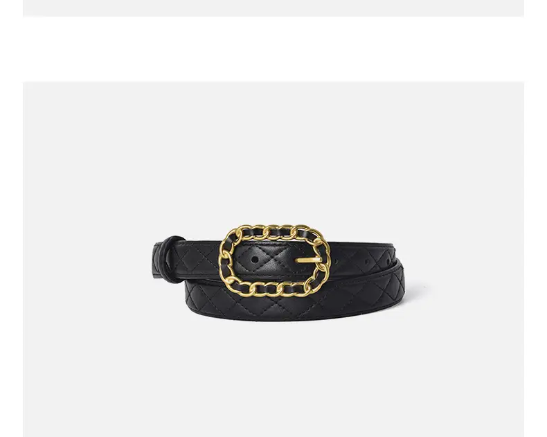 Genuine Leather Belt with Gold Chain Buckle — feature 12