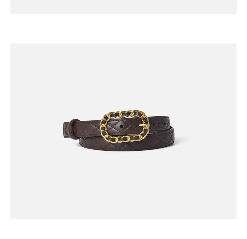 Genuine Leather Belt with Gold Chain Buckle — feature 13