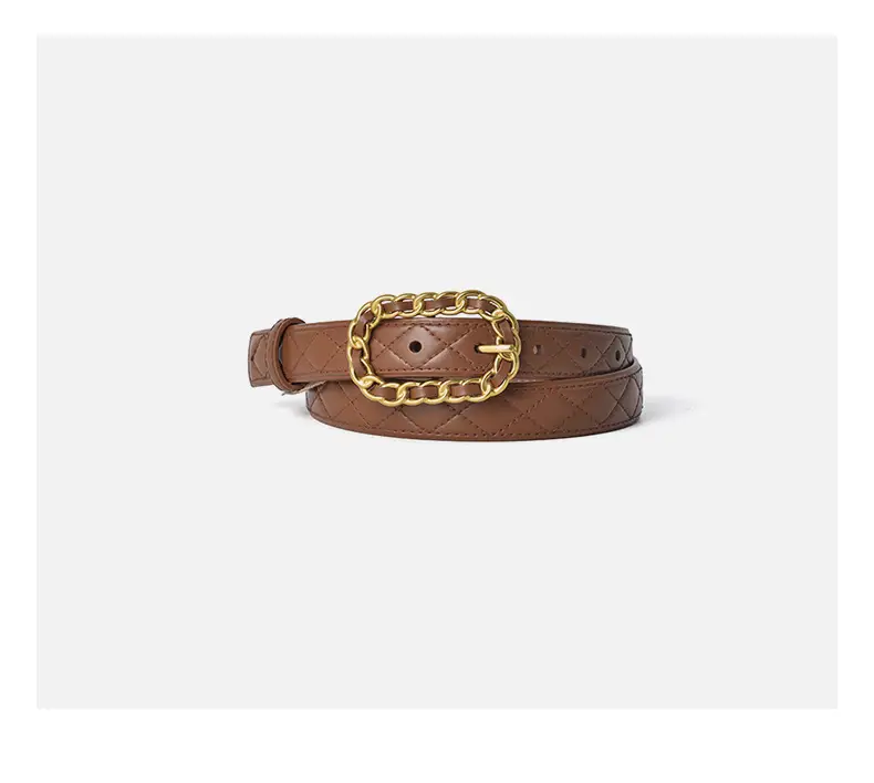 Genuine Leather Belt with Gold Chain Buckle — feature 14