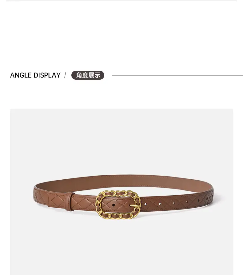 Genuine Leather Belt with Gold Chain Buckle — feature 9