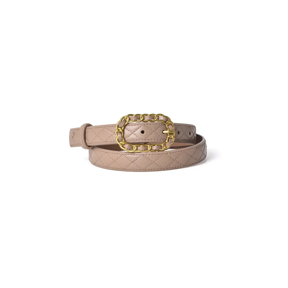Genuine Leather Belt with Gold Chain Buckle - Image 4