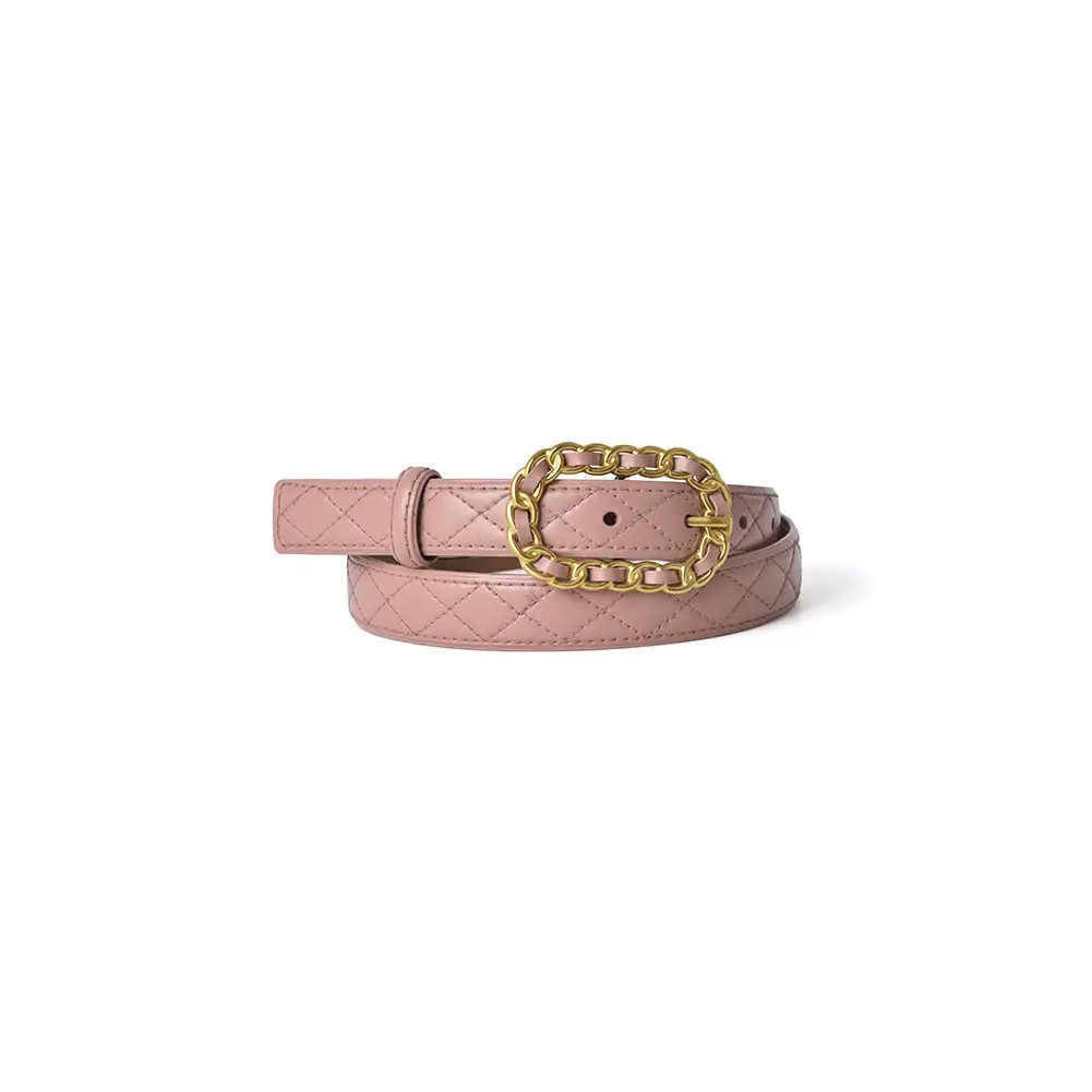 Genuine Leather Belt with Gold Chain Buckle - Image 5