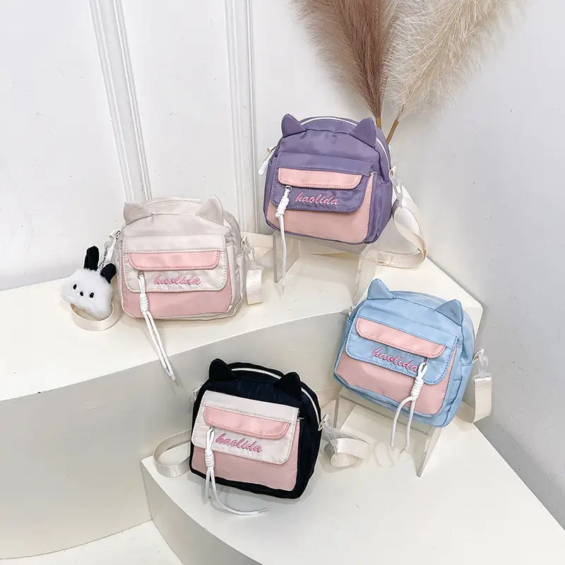Cat Ear Korean Style Crossbody Bag Pink Black