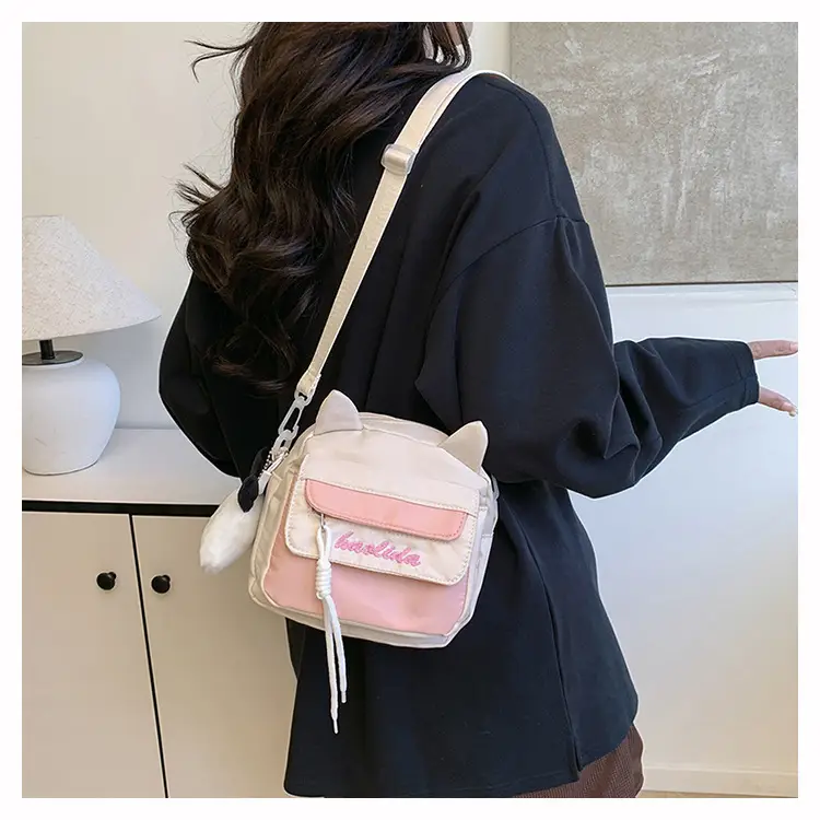 Cat Ear Korean Style Crossbody Bag Pink Black — feature 13