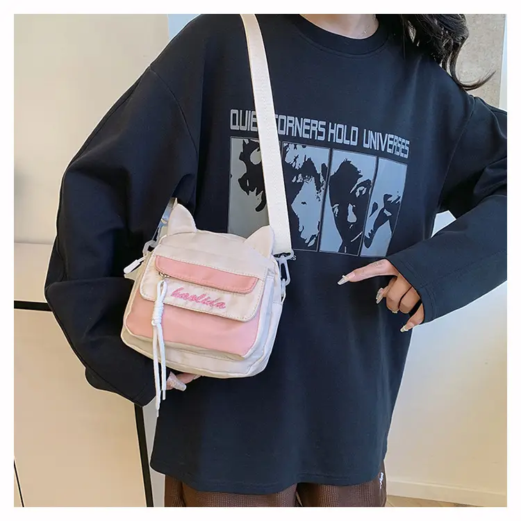Cat Ear Korean Style Crossbody Bag Pink Black — feature 14
