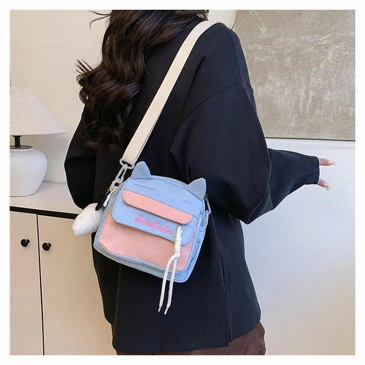 Cat Ear Korean Style Crossbody Bag Pink Black — feature 16