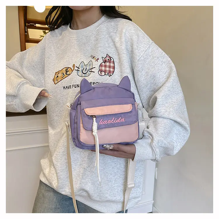 Cat Ear Korean Style Crossbody Bag Pink Black — feature 19