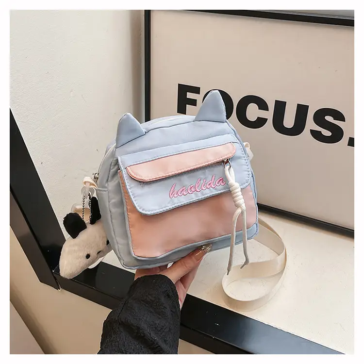 Cat Ear Korean Style Crossbody Bag Pink Black