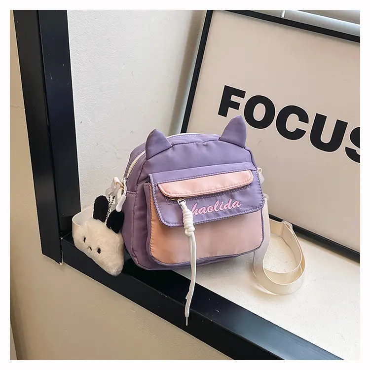 Cat Ear Korean Style Crossbody Bag Pink Black