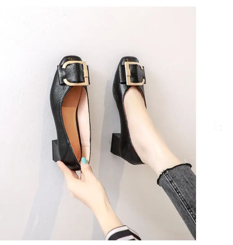Square-Toe Spring and Autumn Shoes for Women 2026 Summer New French Style Elegant Socialite Mid-Heel Chunky Heel Shoes Shallow High-Heeled Shoes for Women — feature 10