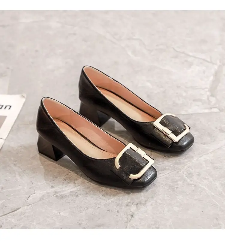 Square-Toe Spring and Autumn Shoes for Women 2026 Summer New French Style Elegant Socialite Mid-Heel Chunky Heel Shoes Shallow High-Heeled Shoes for Women — feature 13