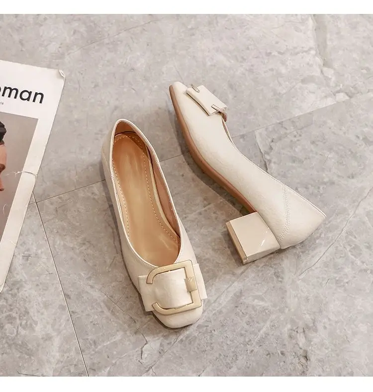 Square-Toe Spring and Autumn Shoes for Women 2026 Summer New French Style Elegant Socialite Mid-Heel Chunky Heel Shoes Shallow High-Heeled Shoes for Women — feature 14