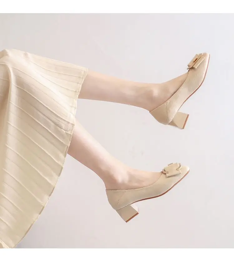 Square-Toe Spring and Autumn Shoes for Women 2026 Summer New French Style Elegant Socialite Mid-Heel Chunky Heel Shoes Shallow High-Heeled Shoes for Women — feature 8