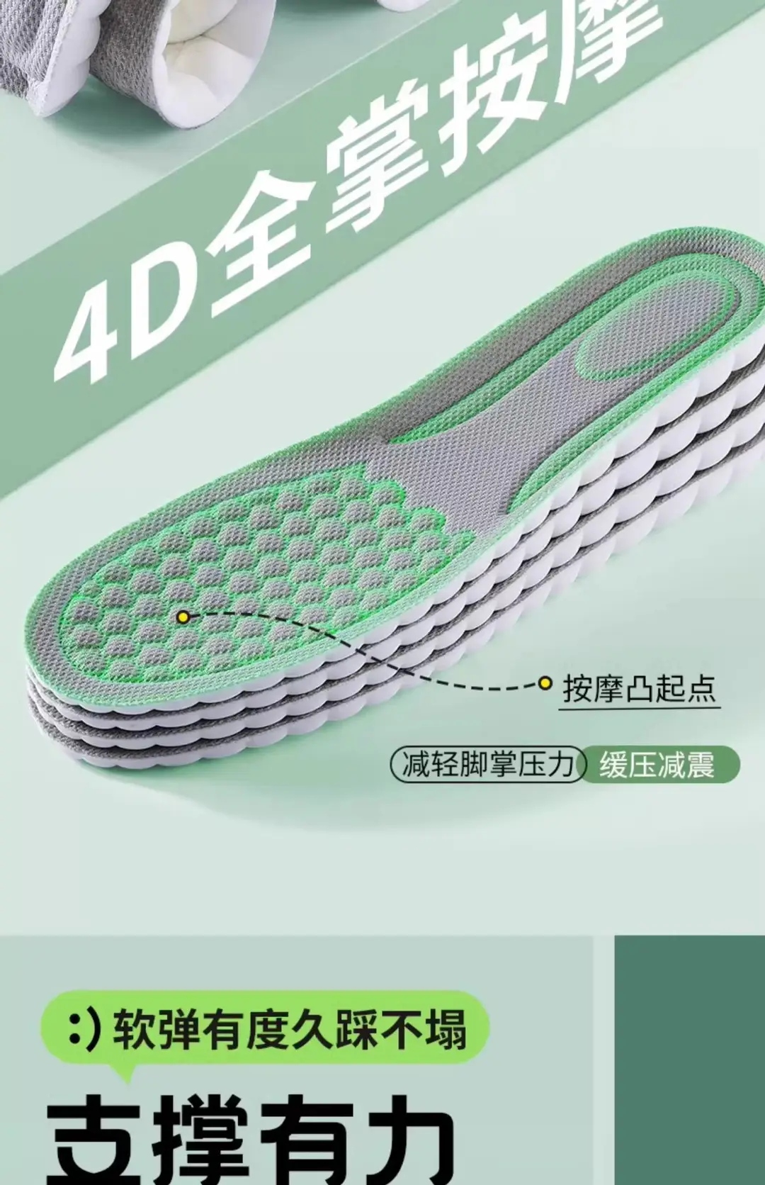 Footprint Premium Insoles with a Stepping-On-Poop Feeling, Ultra-Soft for Long Standing, Pain-Relief, Soft Sole, Comfortable for Sports, Shock-Absorbing, Breathable, Sweat-Absorbing, Odor-Resistant — feature 6