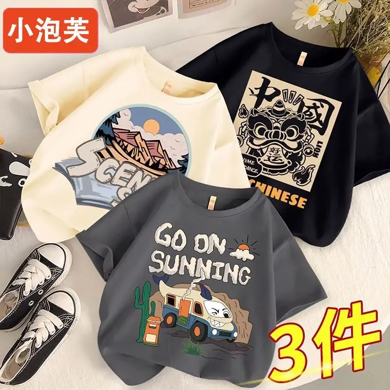 Boys Cotton Cartoon T-Shirts 3Pcs Summer Set