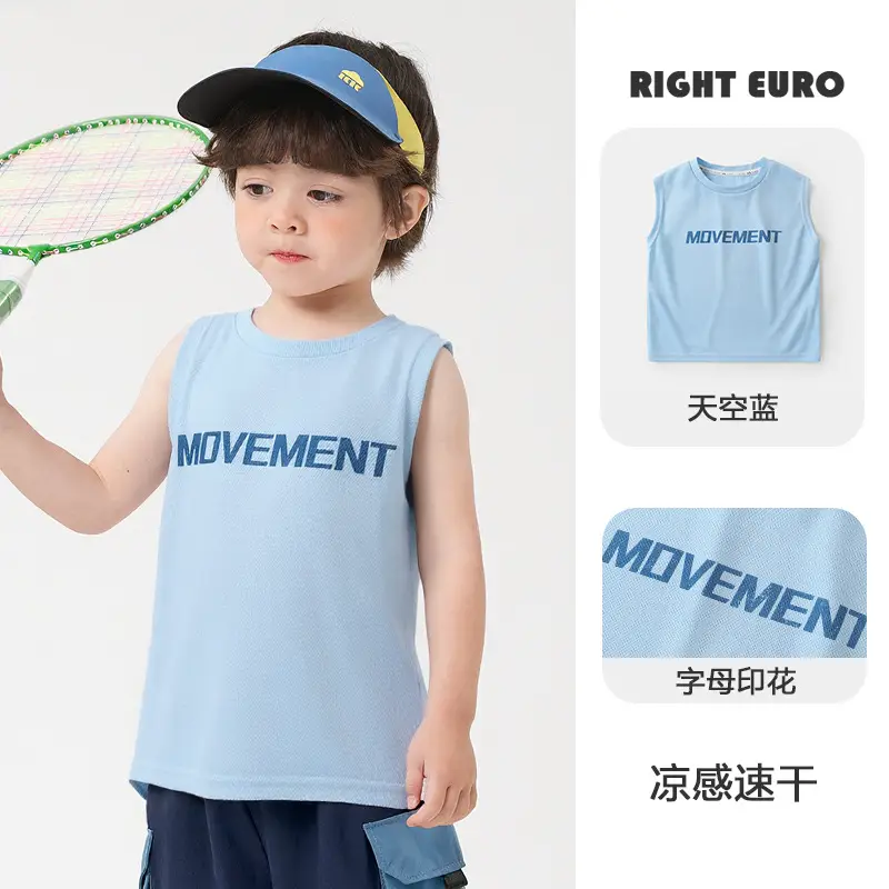 Right European Boys Sleeveless Summer Vest Blue - Image 3