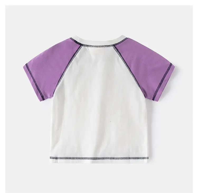 2025 Boys Color-Matching Round Neck T-Shirt with Olive Green Sleeves — feature 11