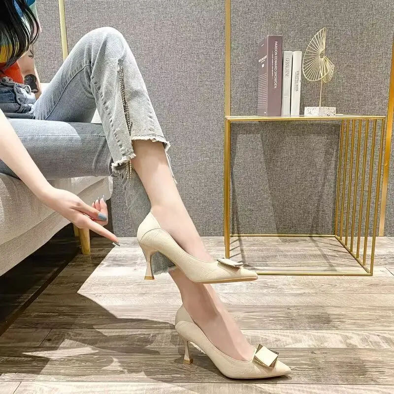 French-Style Pointed Toe Commuting Stiletto Shoes for Women 2026 New Spring and Autumn Shallow Mouth Trendy Socialite Elegant Work High Heels - Image 2