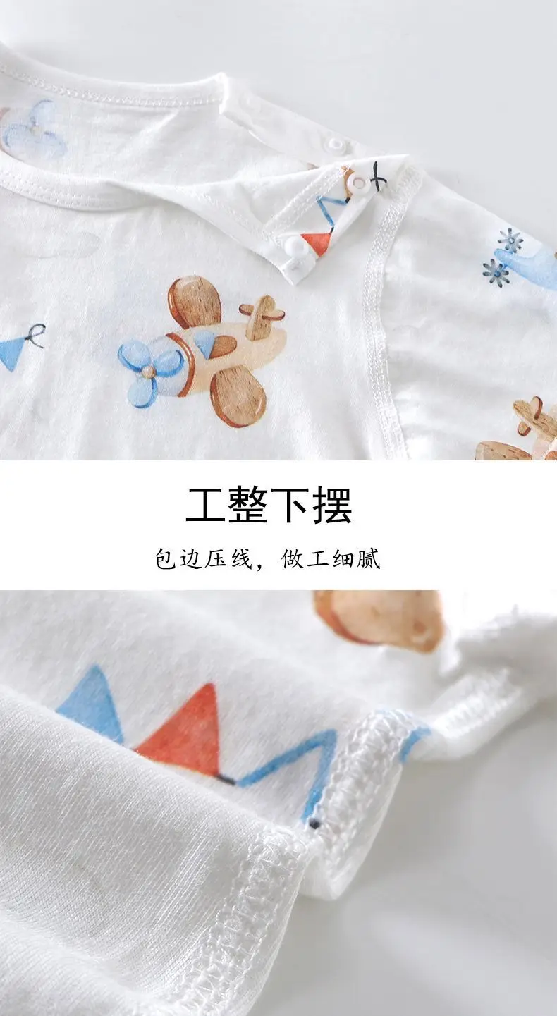 Children's Summer Pure Cotton Thin Home Clothes Men's Treasure Short-sleeved suit Girls' Air-conditioning Clothes Infant Pants Pajamas Set — feature 4