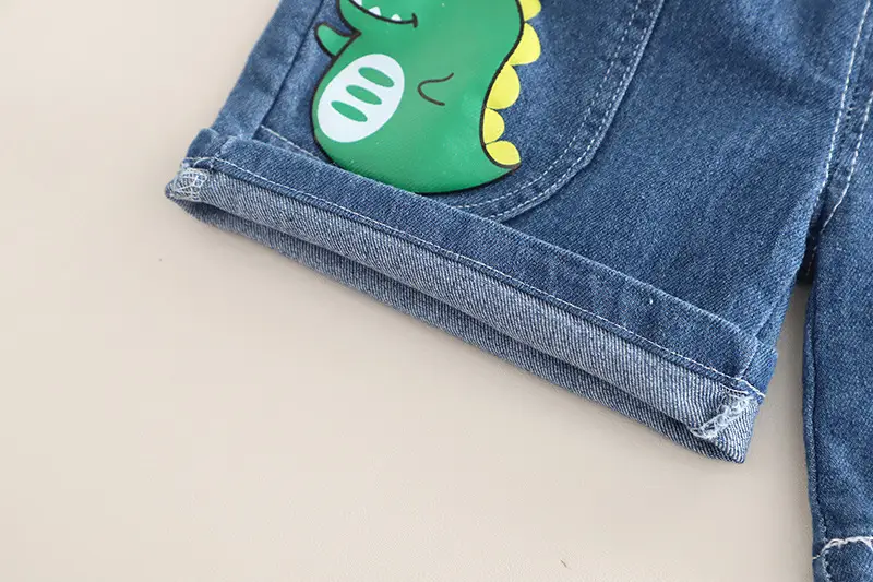 Kids New Arrival Excavator Dinosaur T-Shirt Brown Denim Shorts — feature 16