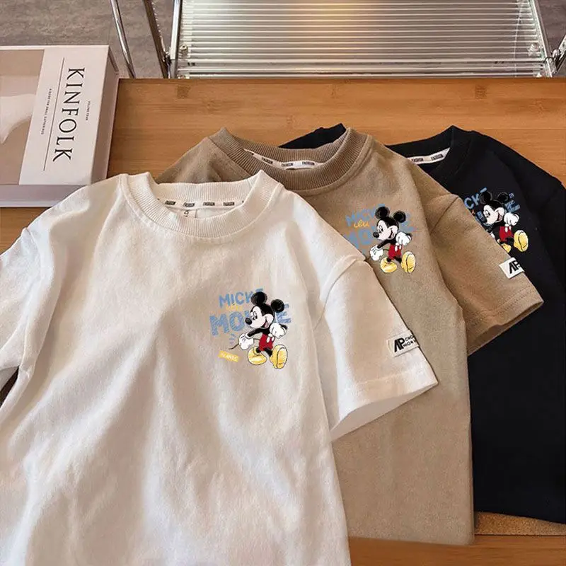 Boys Cotton Cartoon T-Shirt Black White Brown - Image 4