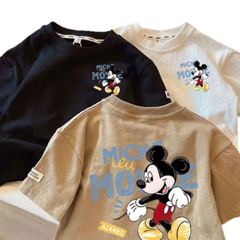 Boys Cotton Cartoon T-Shirt Black White Brown - Image 8