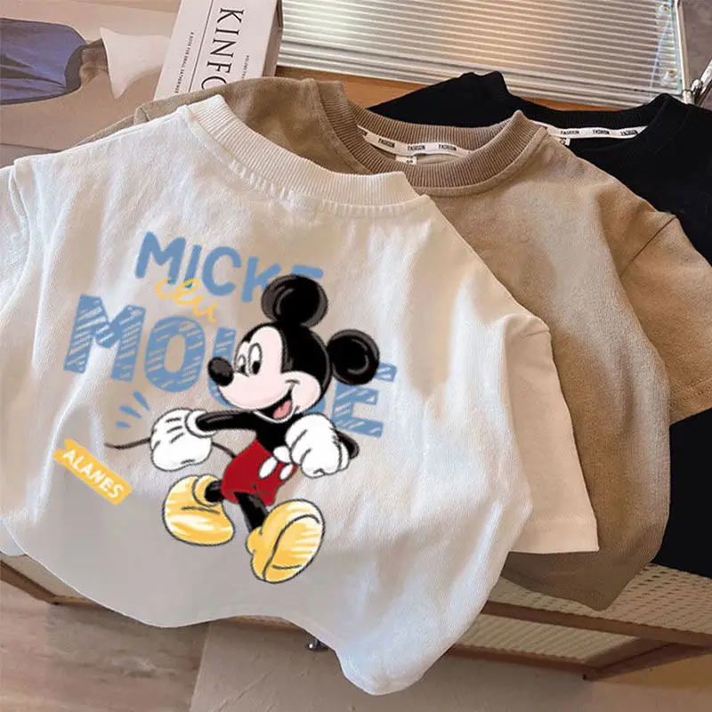 Boys Cotton Cartoon T-Shirt Black White Brown — feature 1