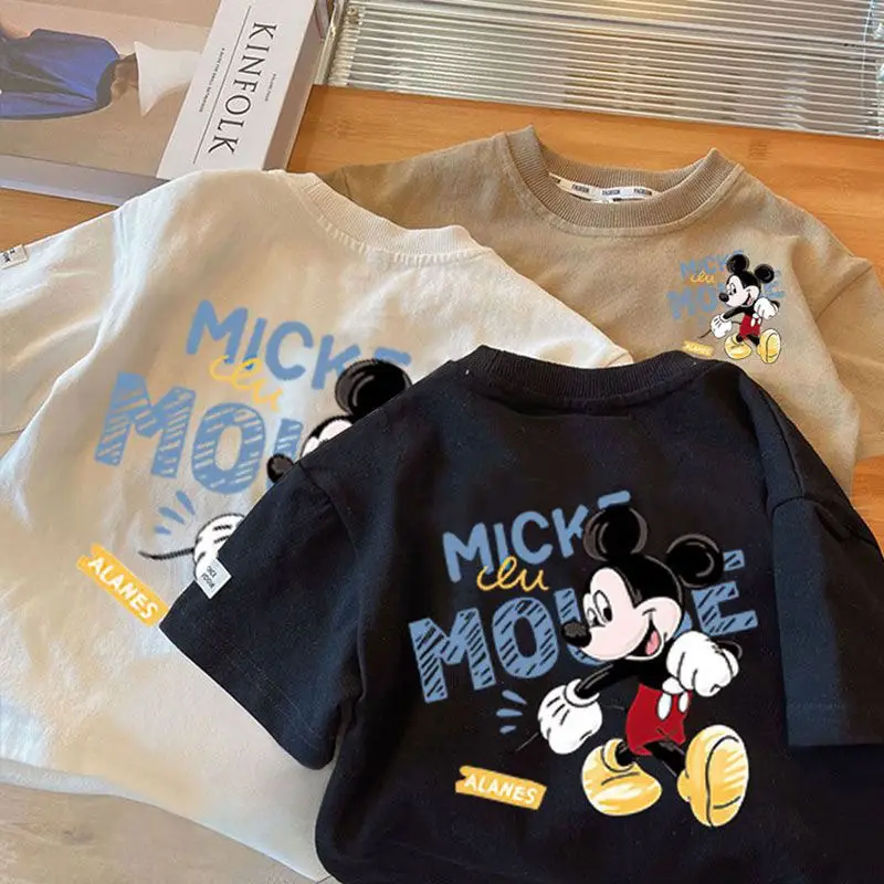 Boys Cotton Cartoon T-Shirt Black White Brown - Image 3