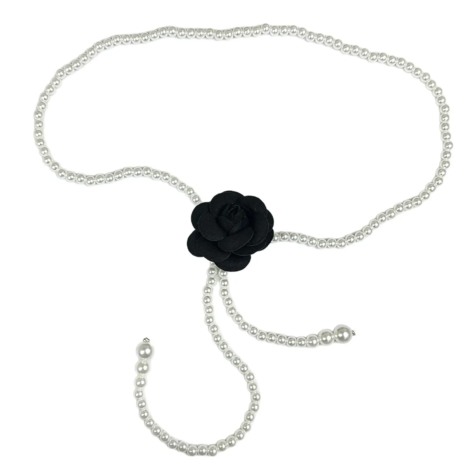 Black Pearl Flower Waist Belt for Women - Image 6