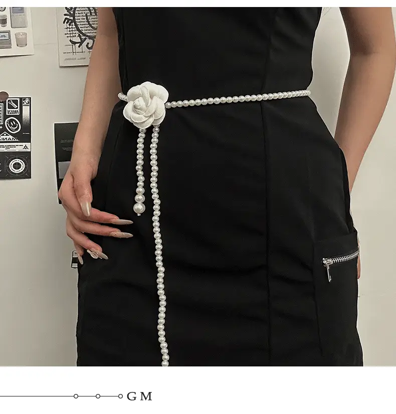 Black Pearl Flower Waist Belt for Women — feature 4