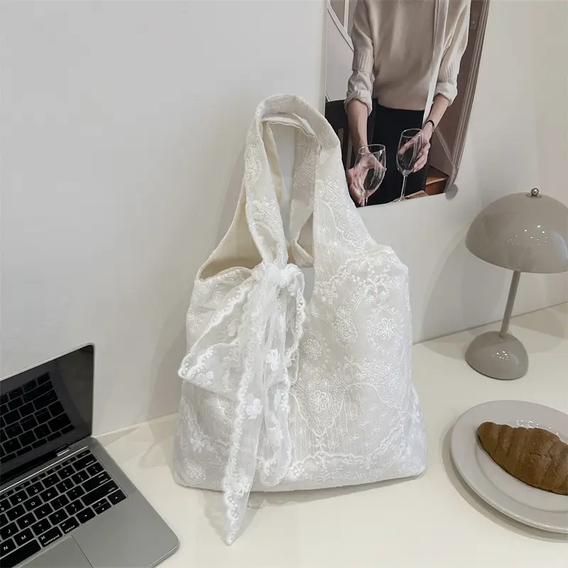 White Lace Shoulder Bag for Women 2025 Summer - Image 3