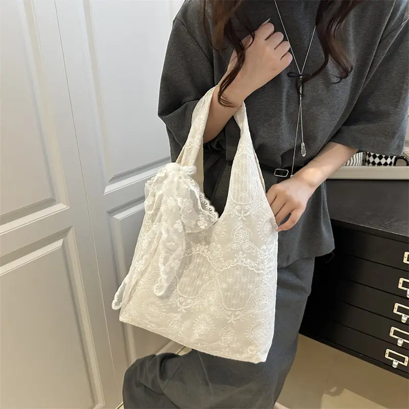 White Lace Shoulder Bag for Women 2025 Summer - Image 4