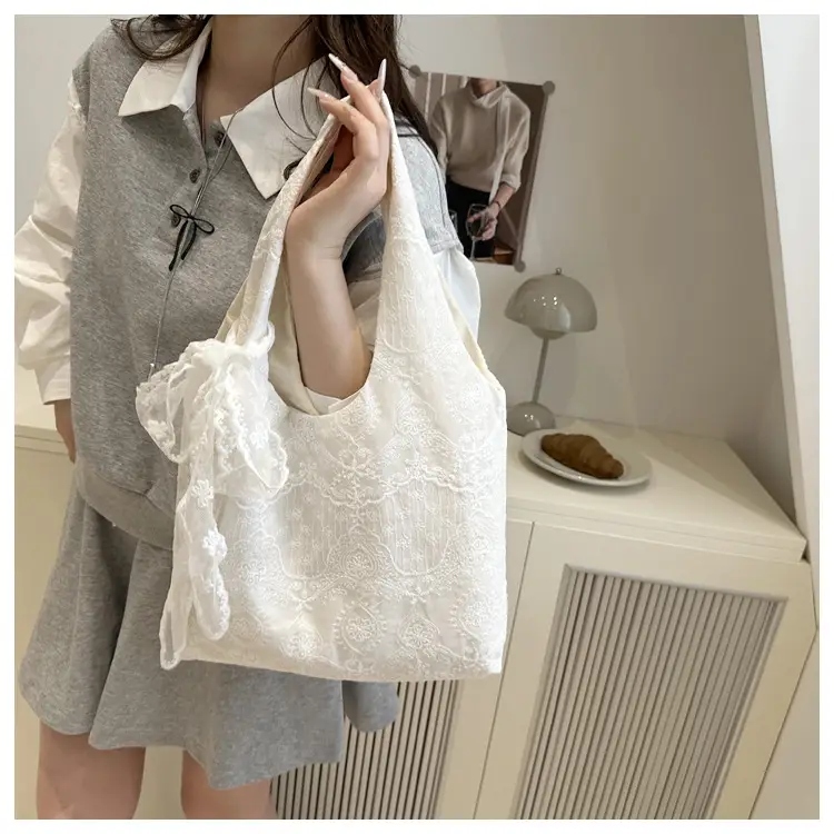 White Lace Shoulder Bag for Women 2025 Summer — feature 12